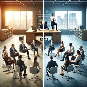 Group of people in a circle, engaged in a coaching conversation